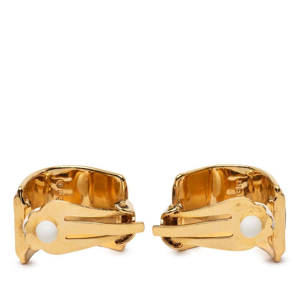 Hermès Gold Plated Enamel Cloisonne Clip On Earrings Gold Metal Very good - Back View