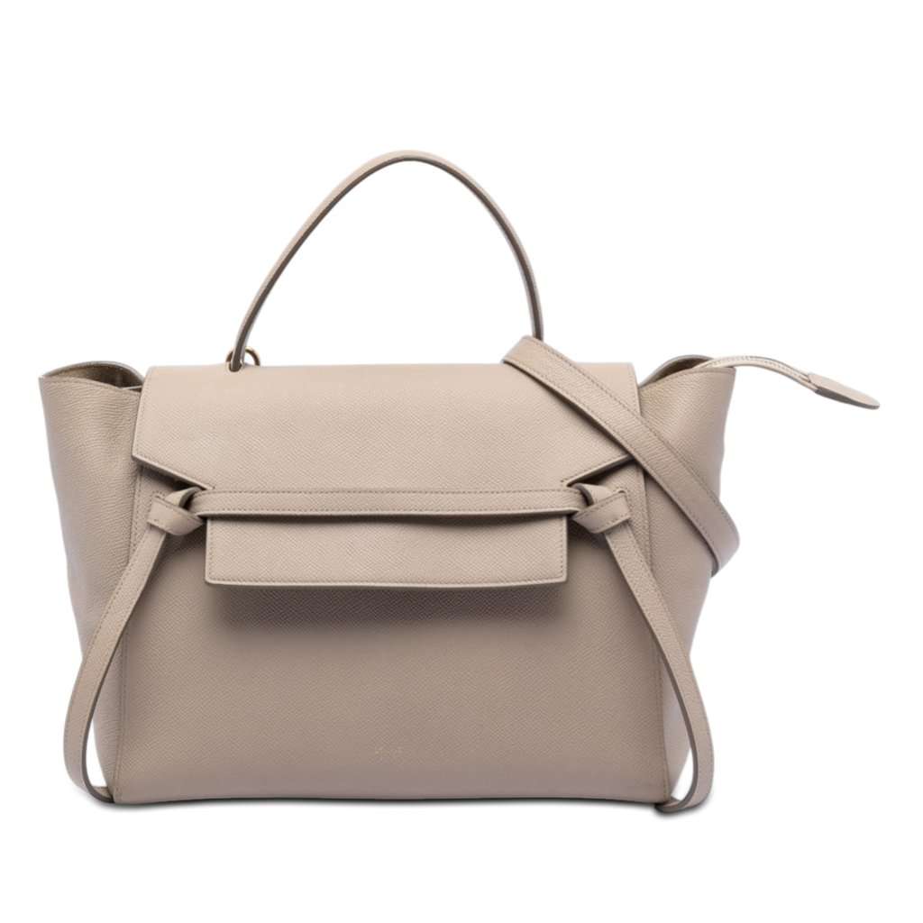 Celine Mini Grained Calfskin Belt Bag Beige Leather Very good condition - Front View