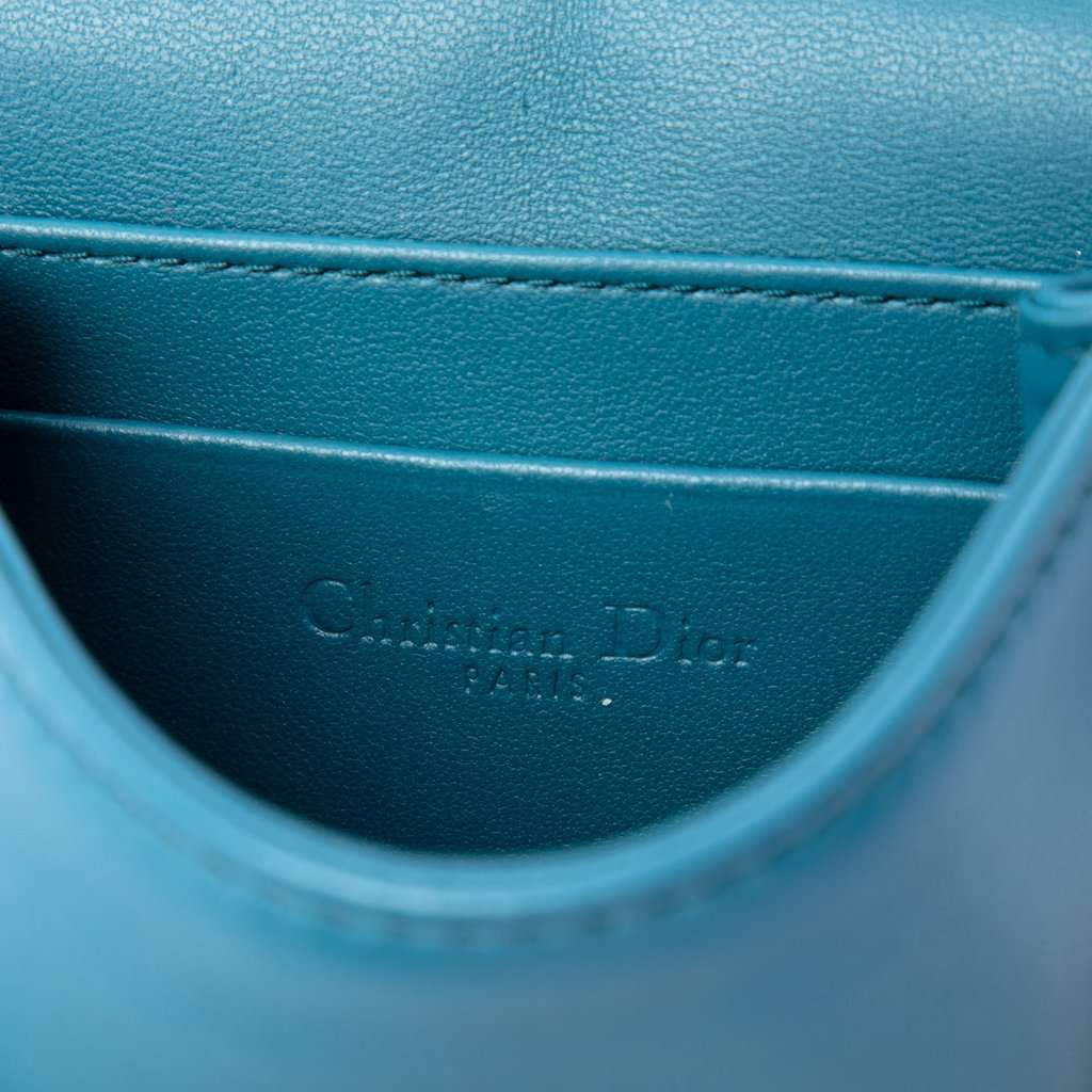 Dior Lambskin Cannage Waist Pouch on Chain Blue Leather Very good condition - Box View