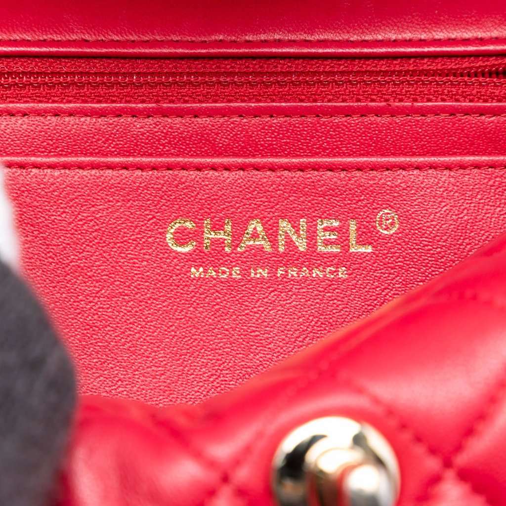 Chanel Mini Rectangular Classic Lambskin Single Flap Pink Leather Very good condition - Box View