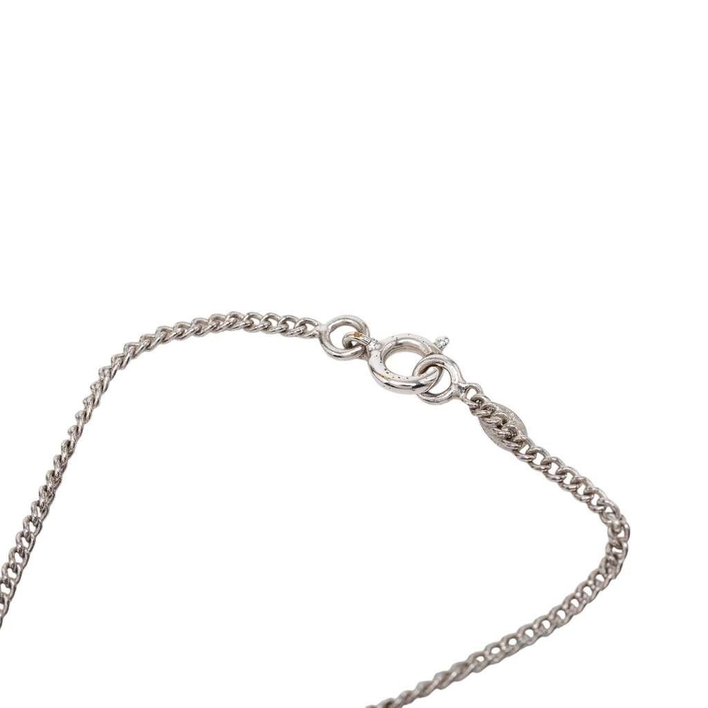 Chanel CC Brass and Strass Pendant Necklace Silver Metal Very good condition - Box View
