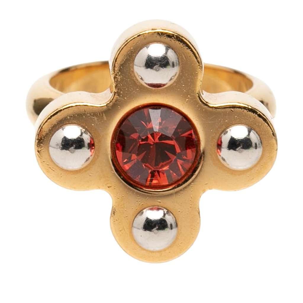 Louis Vuitton Brass Love Letters Timeless Ring Set Gold Metal Very good condition - Back View