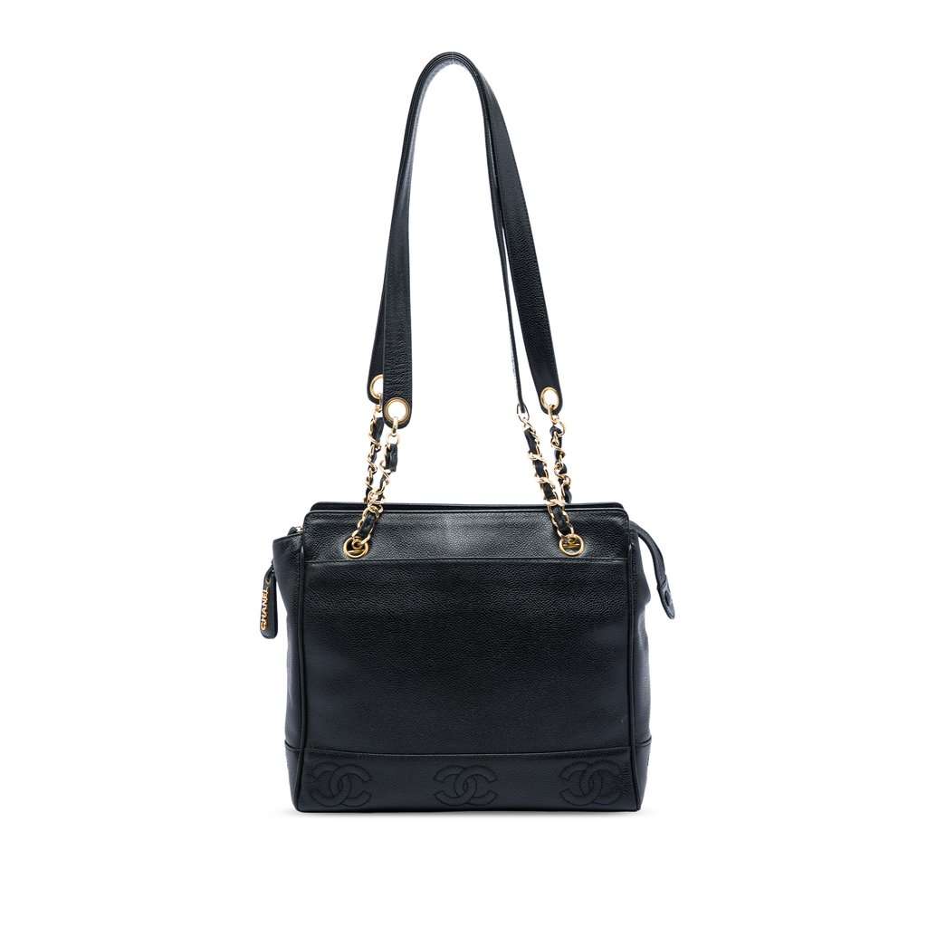Chanel Triple CC Caviar Tote Black Leather Very good - Front View