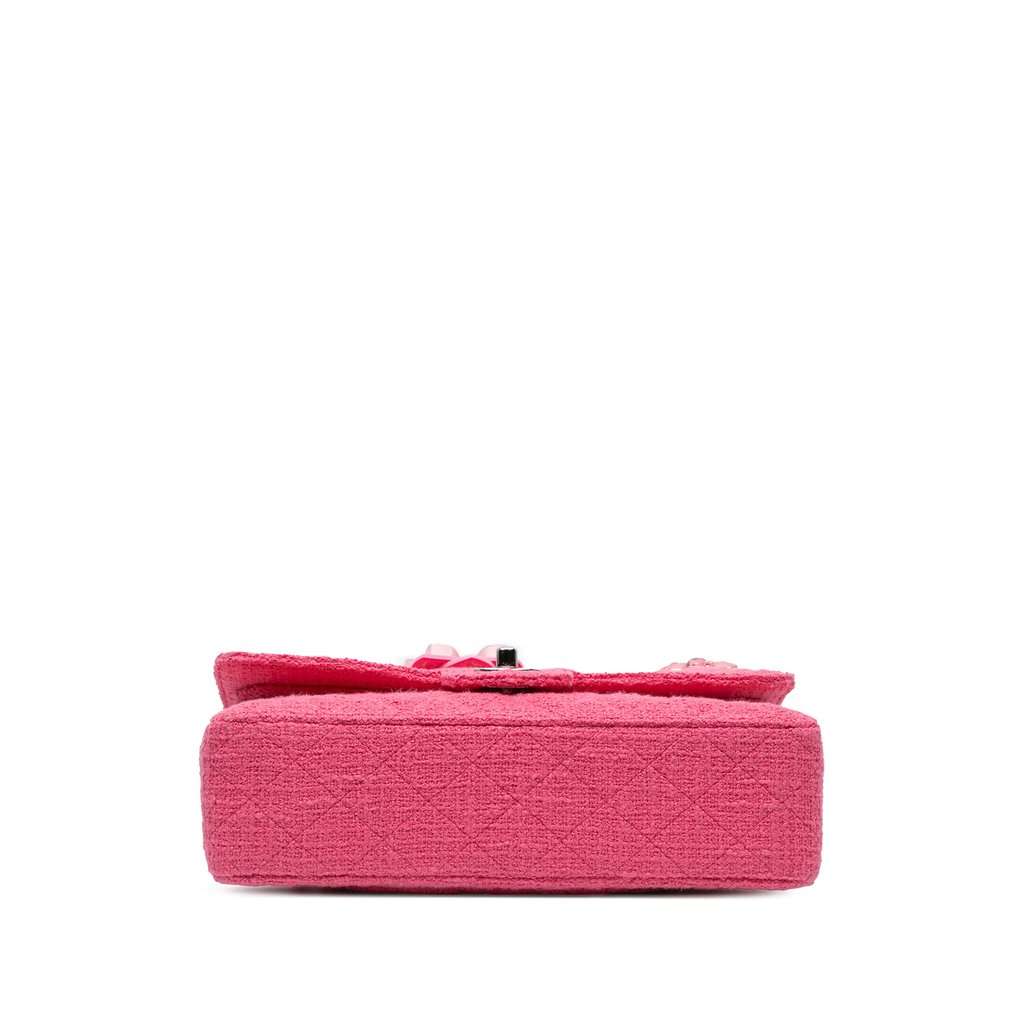 Chanel Medium Classic Tweed Beaded Flower Double Flap Pink Very good - Inside View