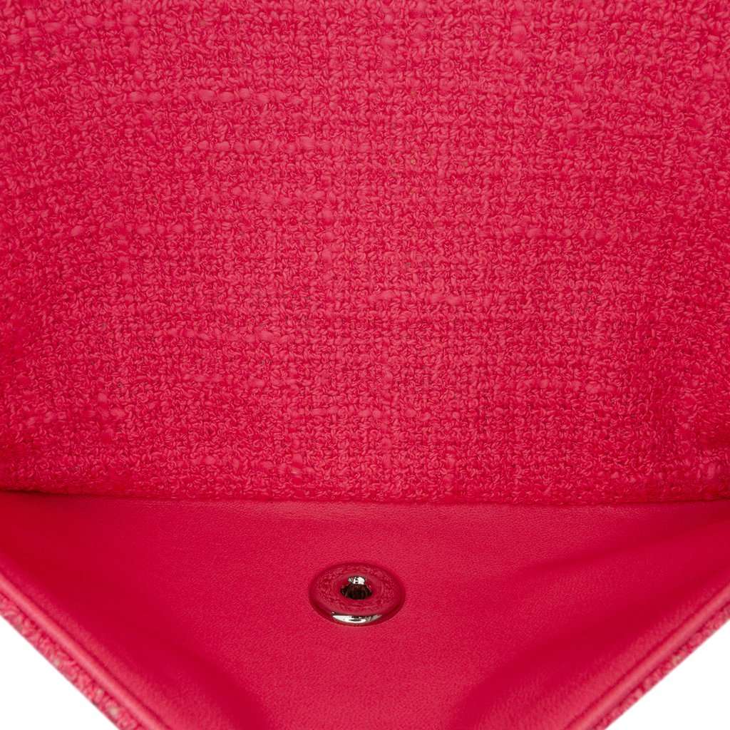 Chanel Medium Classic Tweed Beaded Flower Double Flap Pink Very good - Box View