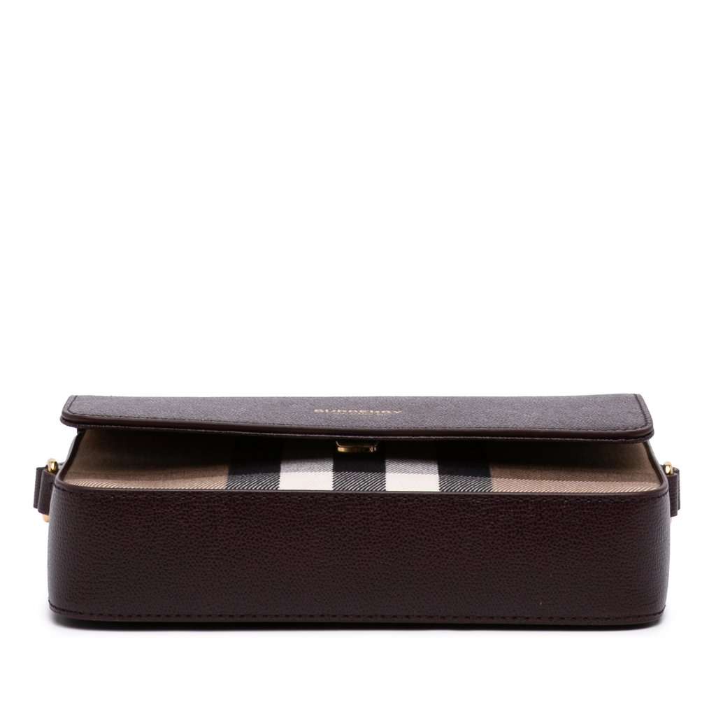 Burberry Leather and House Check Canvas Hampshire Crossbody Red Leather Very good - Inside View