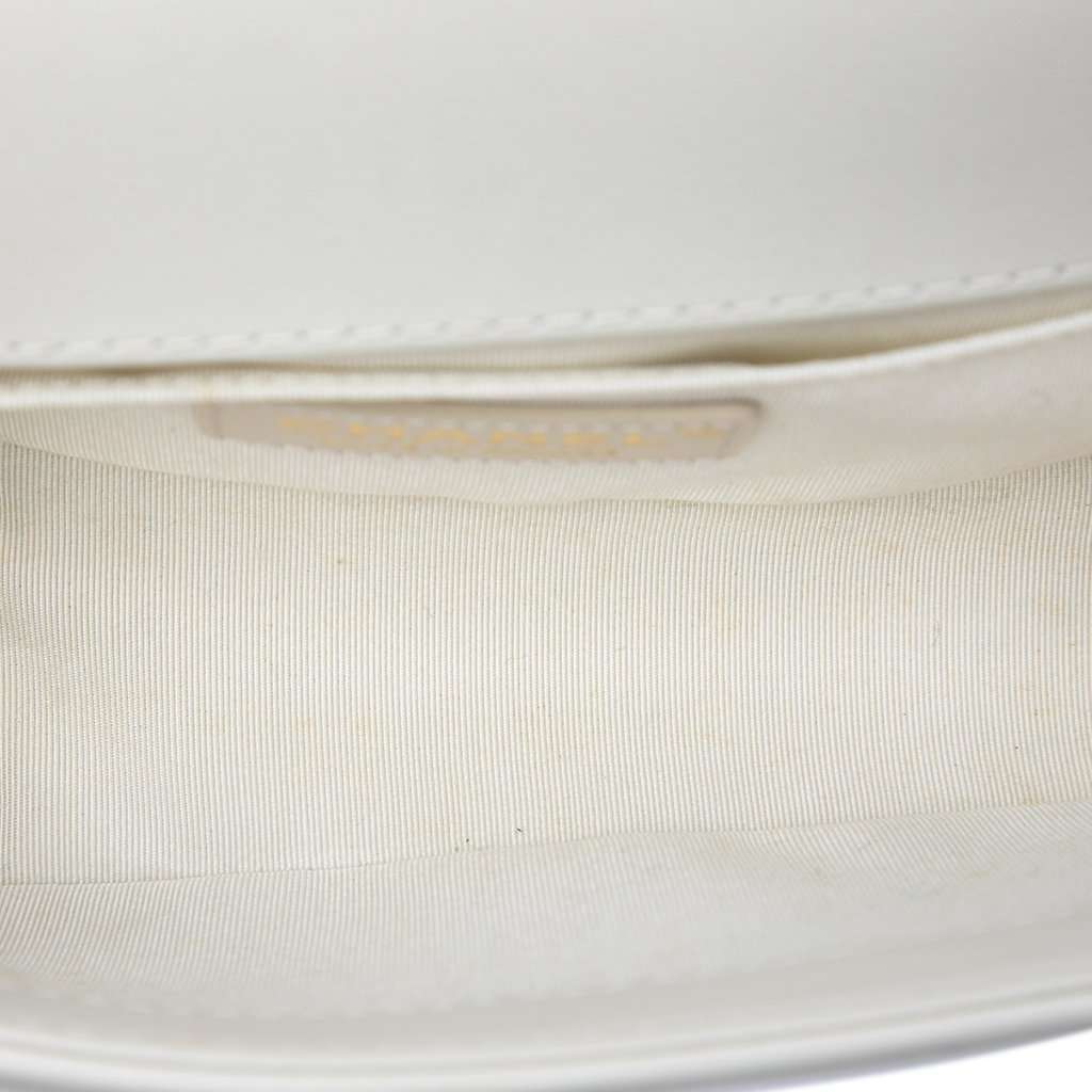 Chanel Small Quilted Lambskin Cruise Line Boy Flap White Leather Very good condition - Model View