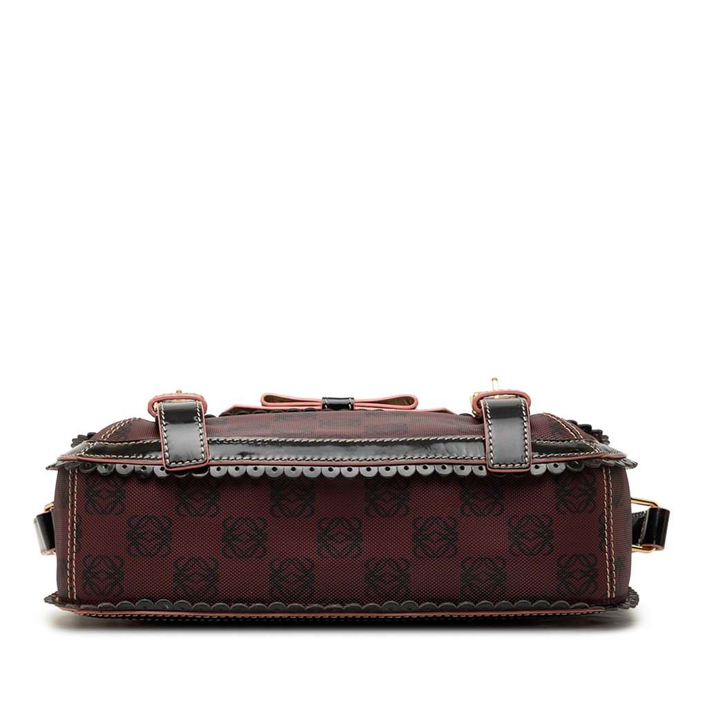LOEWE Sequin Trimmed Anagram PVC Coated Canvas Double Buckle Flap Shoulder Bag Red Very good condition - Inside View