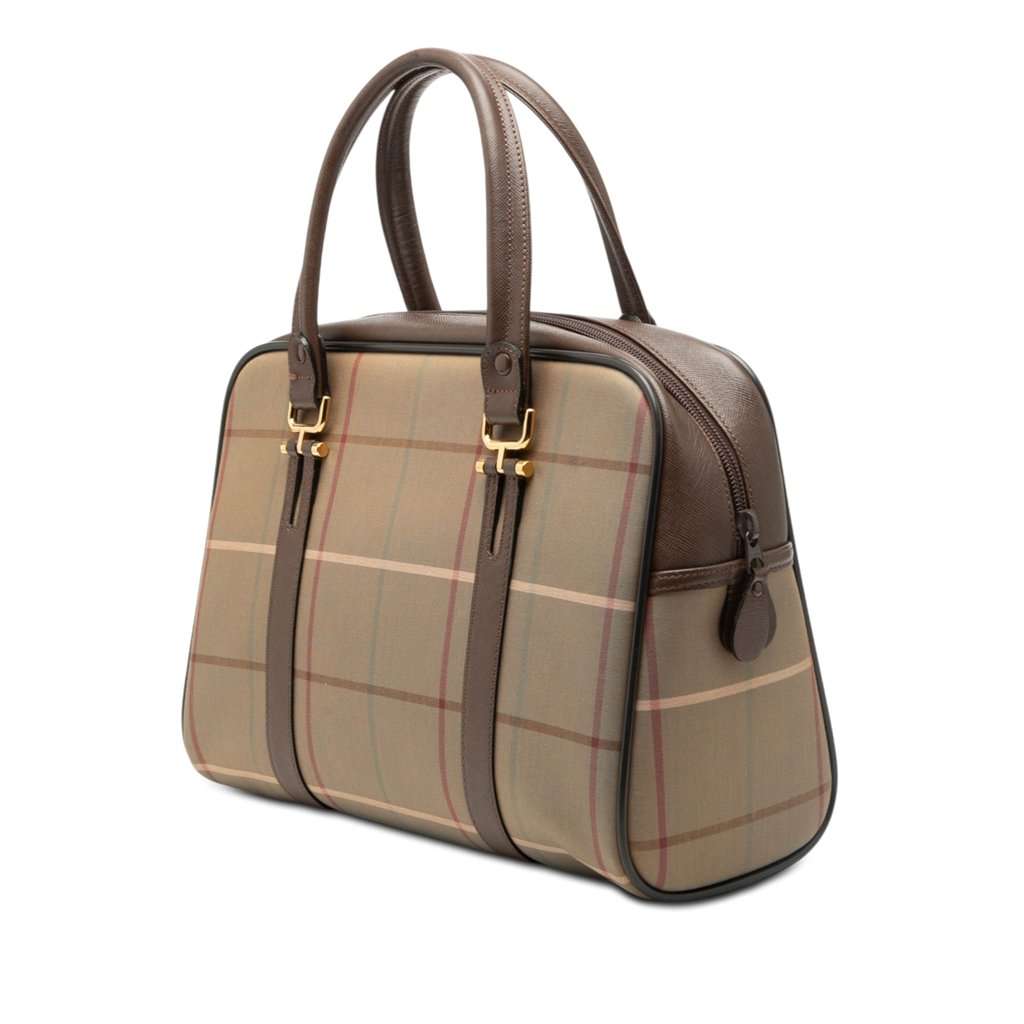 Burberry Vintage Check Canvas Handbag Brown Very good condition - Back View