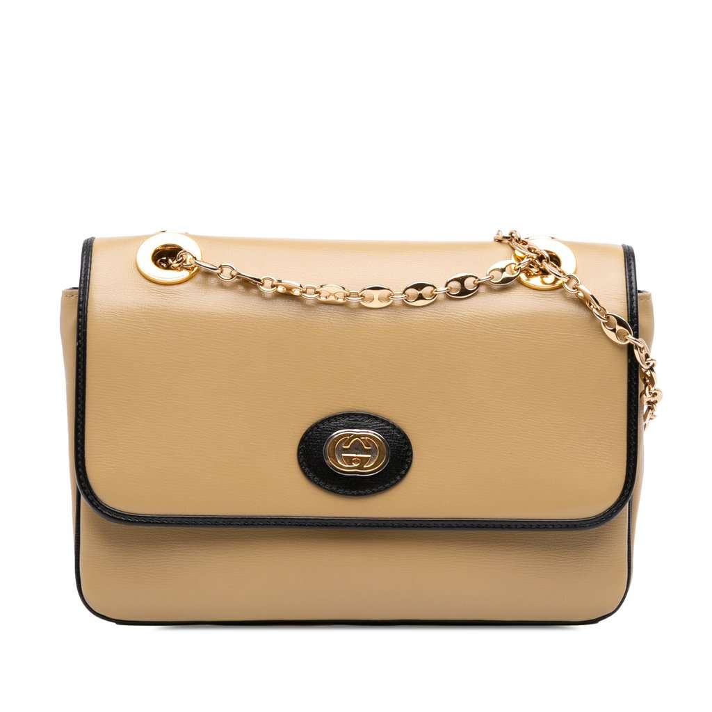 Gucci Small Calfskin Marina Chain Shoulder Bag Beige Leather Very good condition - Front View