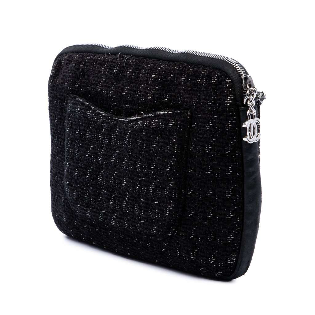 Chanel Limited Edition Tweed Girl Jacket Clutch on Chain Black Very good - Back View