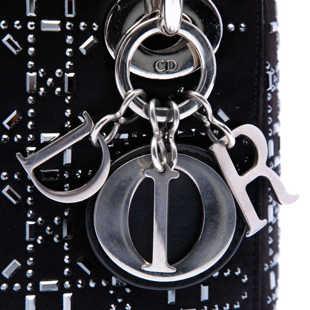 Dior Mini Satin Cannage Strass Crystal Embellished Lady Dior Black Very good condition - Box View