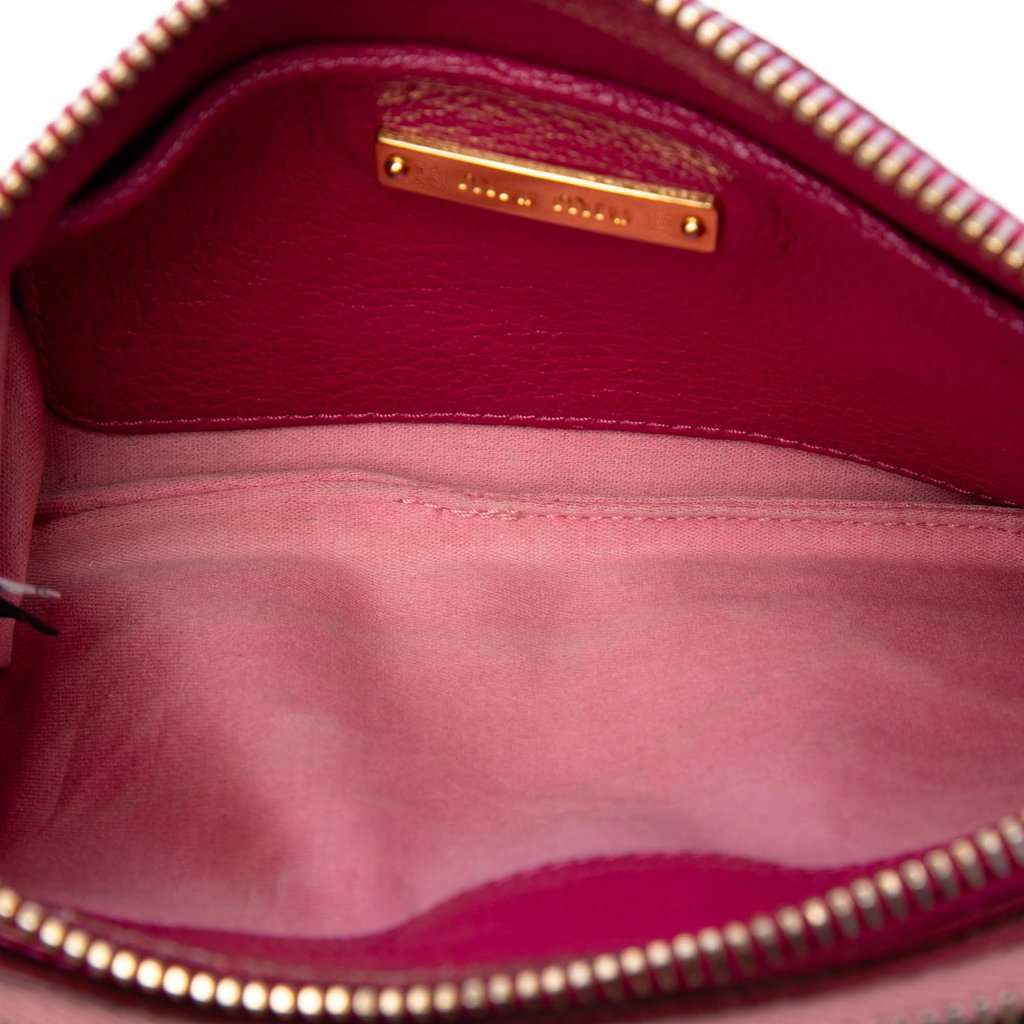Miu Miu Bicolor Goatskin Madras Double Zip Crossbody Pink Leather Very good - Model View