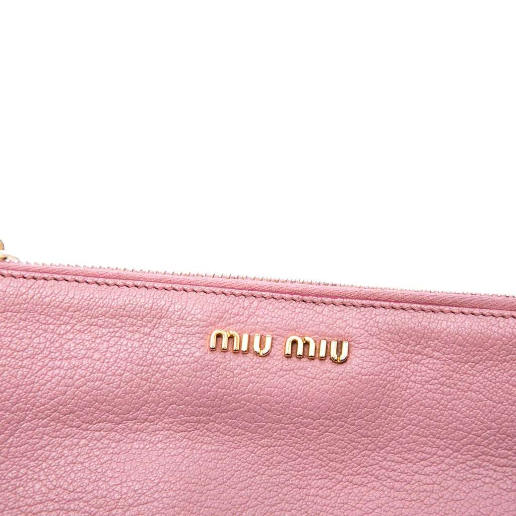 Miu Miu Bicolor Goatskin Madras Double Zip Crossbody Pink Leather Very good - Box View