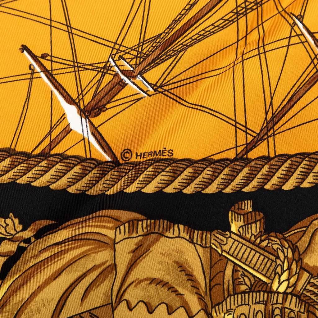 Hermès Marine Et Cavalerie Silk Scarf 90 Orange Very good - Inside View