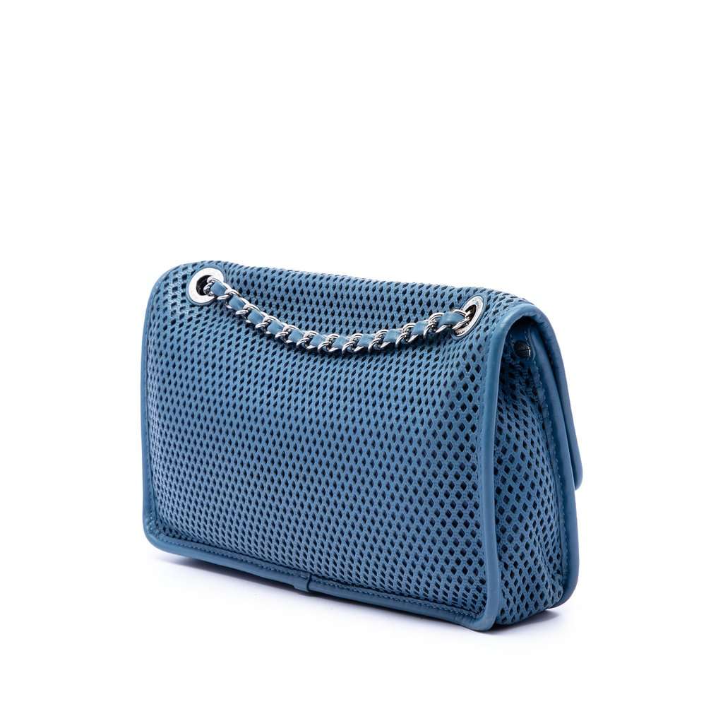 Chanel Medium Perforated Calfskin Up In The Air Flap Blue Leather Very good - Back View