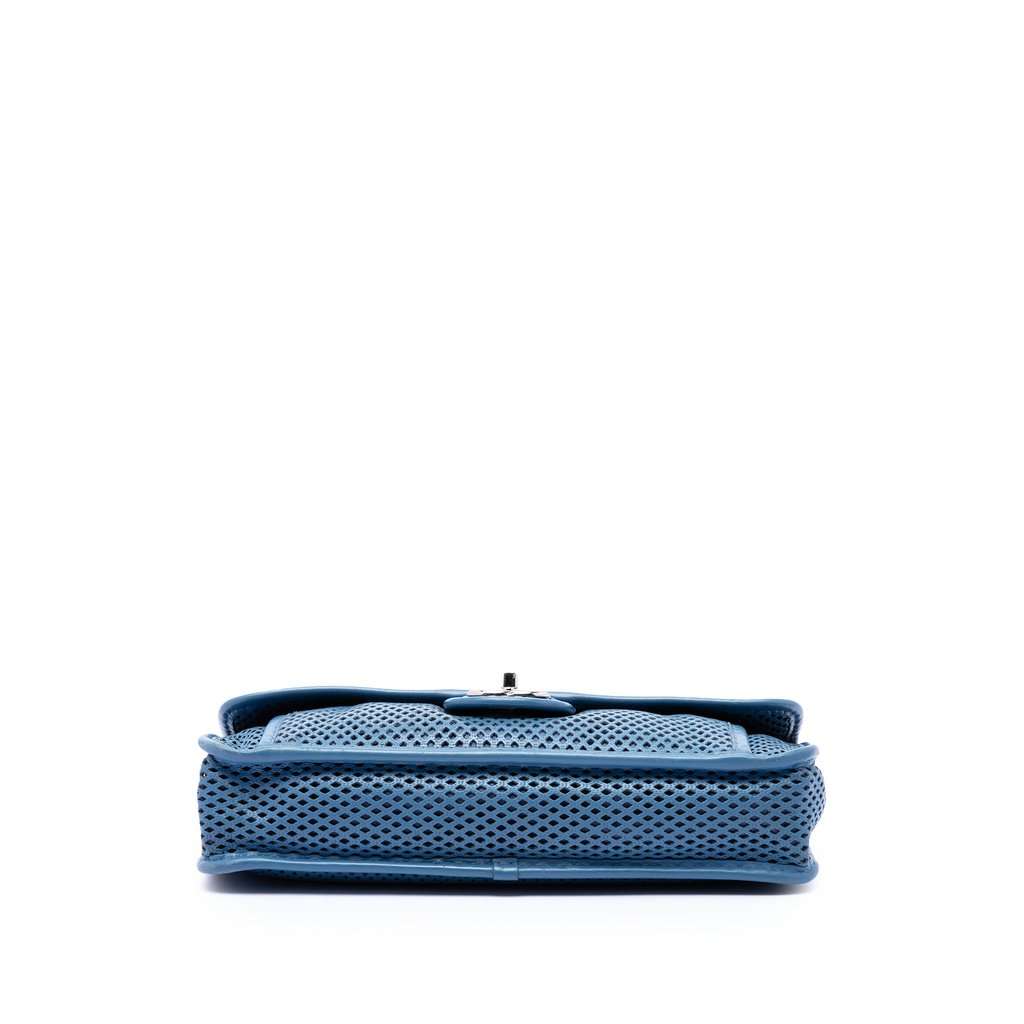 Chanel Medium Perforated Calfskin Up In The Air Flap Blue Leather Very good - Inside View