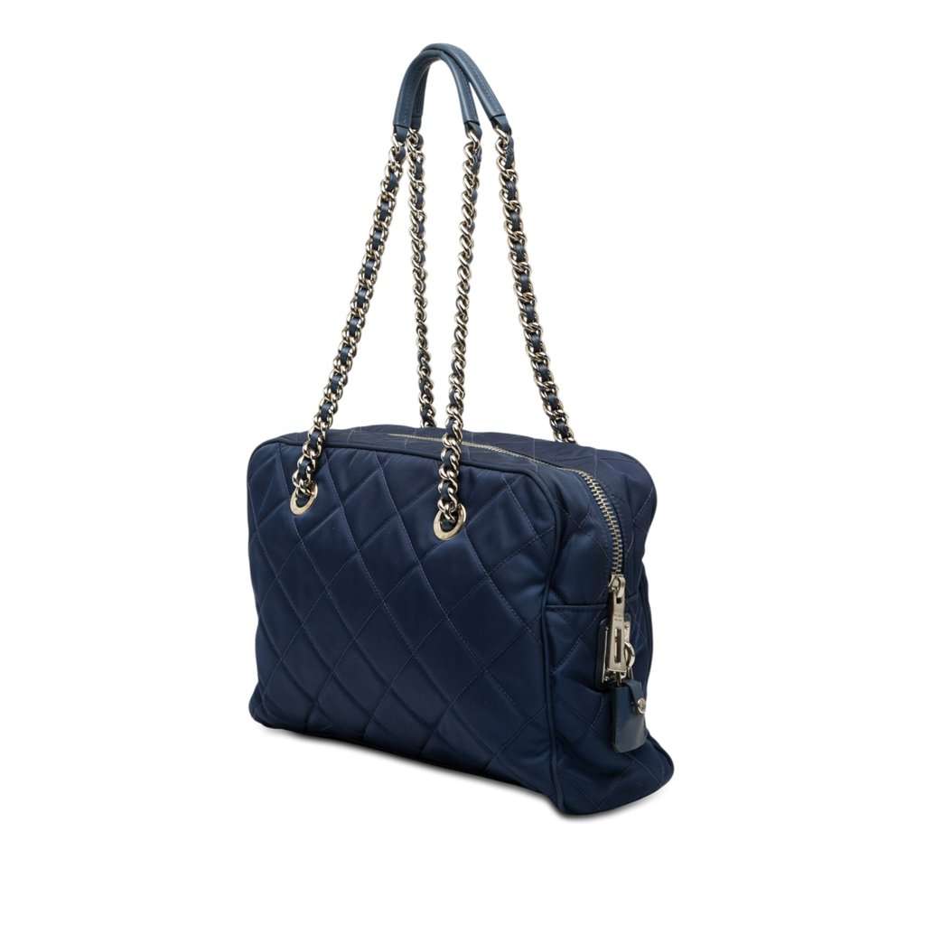 Prada Impuntu Tessuto Chain Shoulder Bag Blue Very good - Back View