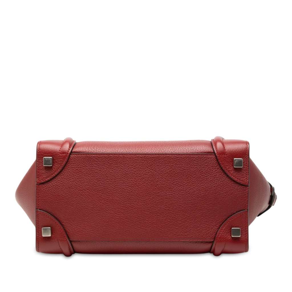 Celine Micro Drummed Calfskin Luggage Tote Red Leather Very good - Inside View