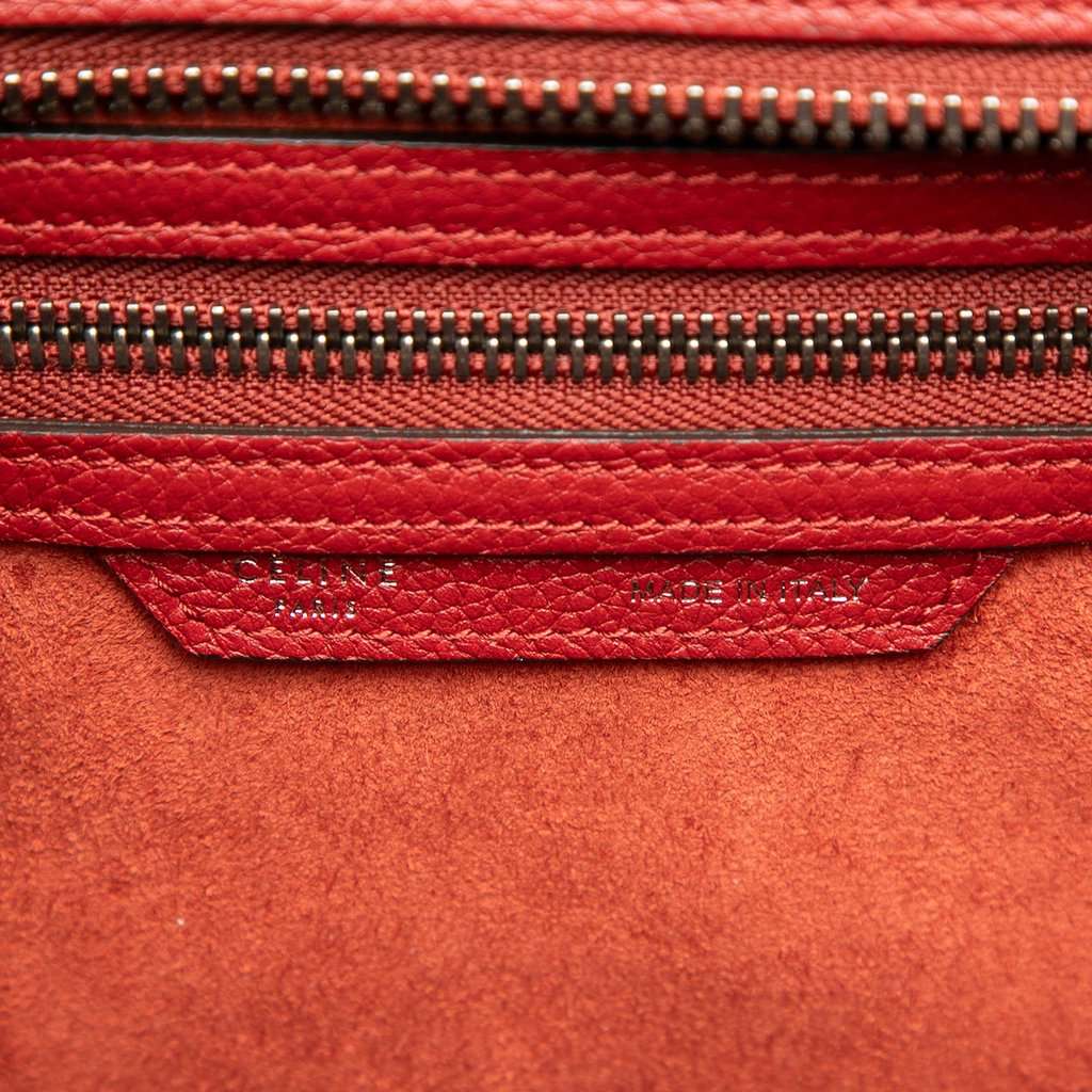 Celine Micro Drummed Calfskin Luggage Tote Red Leather Very good - Box View