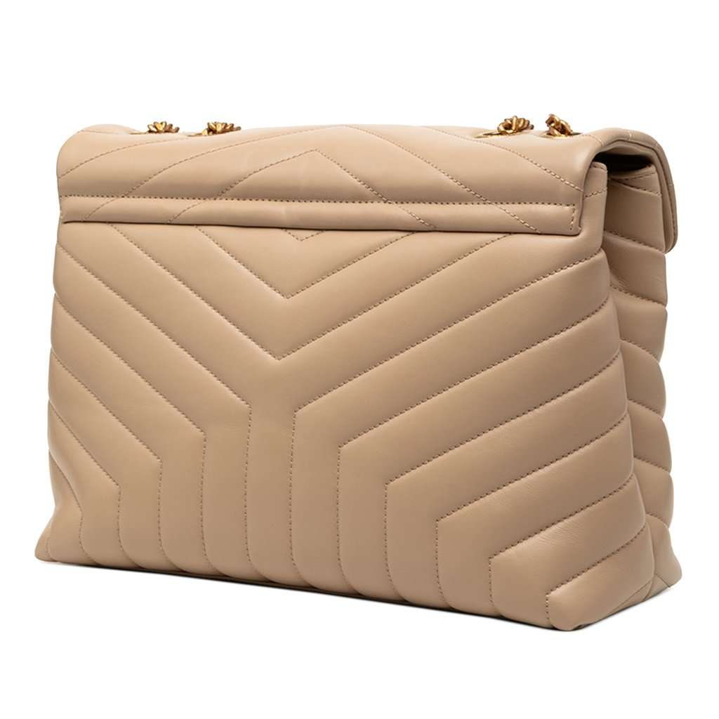 Saint Laurent Medium Matelasse Calfskin Monogram LouLou Shoulder Bag Beige Leather Very good condition - Back View