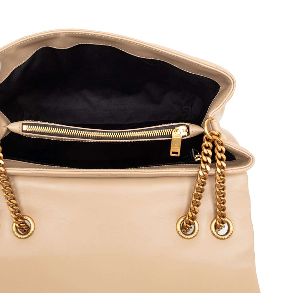 Saint Laurent Medium Matelasse Calfskin Monogram LouLou Shoulder Bag Beige Leather Very good condition - Model View