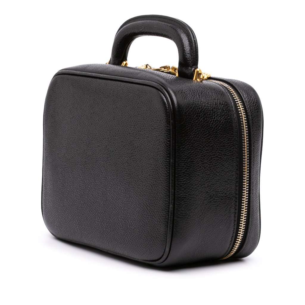 Chanel Medium CC Caviar Vanity Case Black Leather Very good - Back View