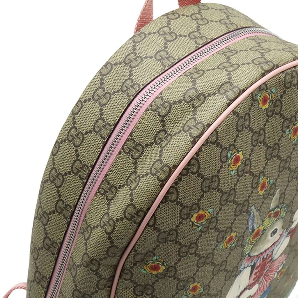 Gucci Yuko Higuchi Childrens GG Supreme Rabbit Backpack Beige Very good condition - Box View