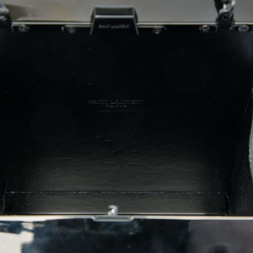 Saint Laurent Acrylic Tuxedo Box Clutch on Chain Black Plastic Very good - Model View
