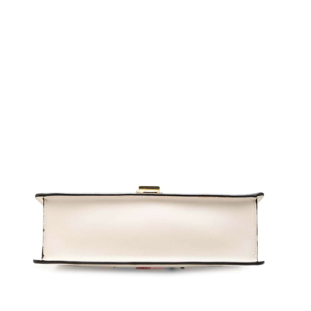 Gucci Small Calfskin Web Sylvie Satchel White Leather Very good - Inside View