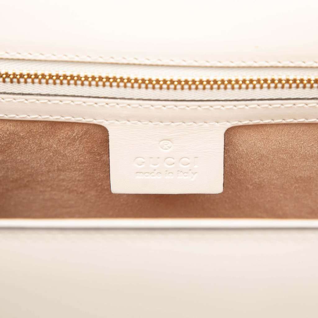 Gucci Small Calfskin Web Sylvie Satchel White Leather Very good - Box View