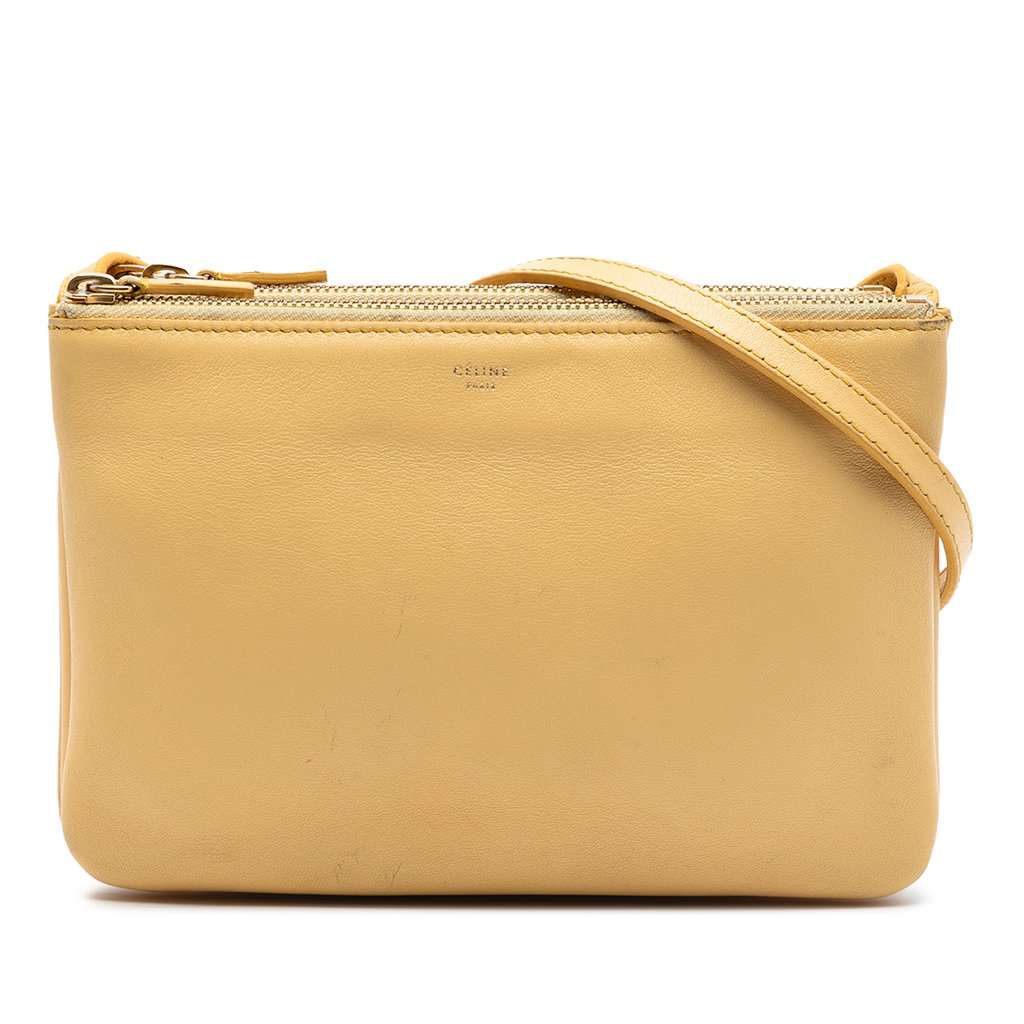 Celine Small Lambskin Trio Crossbody Yellow Leather Very good - Front View