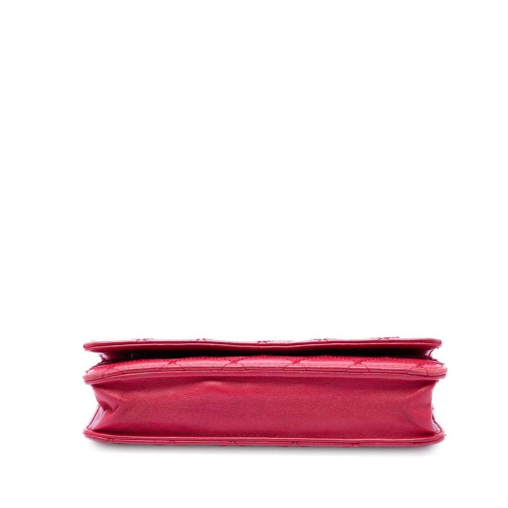 Chanel CC Lambskin Wild Stitch Wallet on Chain Red Leather Very good condition - Inside View
