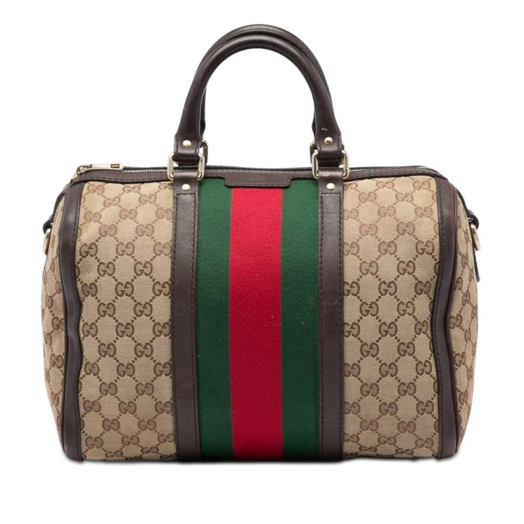 Gucci Medium GG Canvas Web Joy Boston Bag Beige Very good condition - Front View