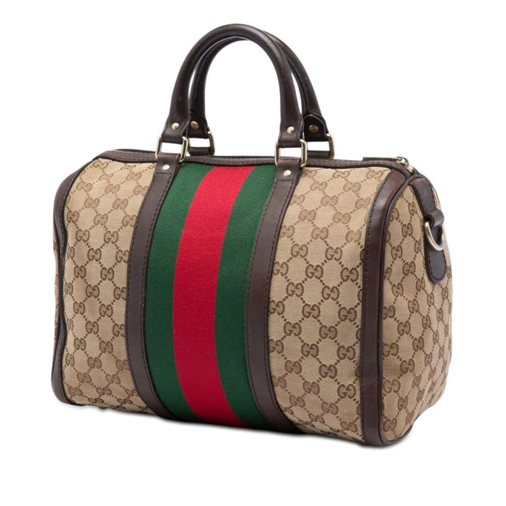 Gucci Medium GG Canvas Web Joy Boston Bag Beige Very good condition - Back View