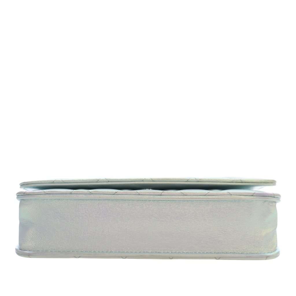 Chanel CC Quilted Iridescent Lambskin Wallet on Chain White Leather Very good - Box View