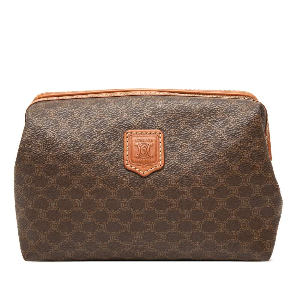 Celine Macadam Coated Canvas Pouch Brown Very good condition - Front View