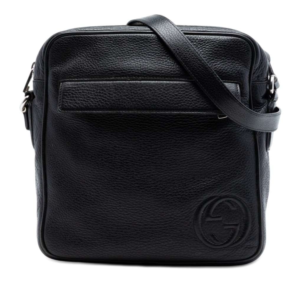 Gucci Medium Pebbled Calfskin Soho Messenger Bag Black Leather Very good - Front View
