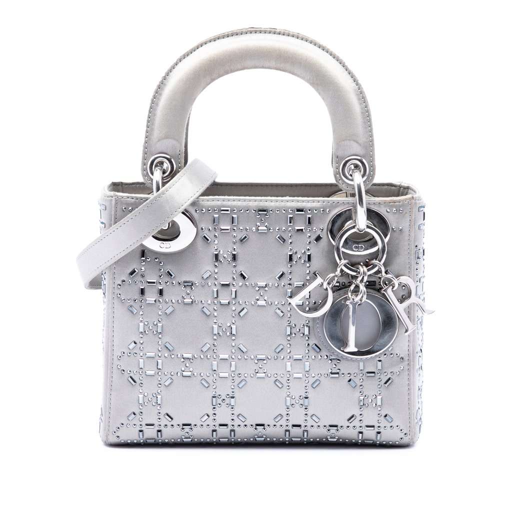 Dior Mini Satin Cannage Crystal Embellished Lady Dior MultiColor Very good condition - Front View