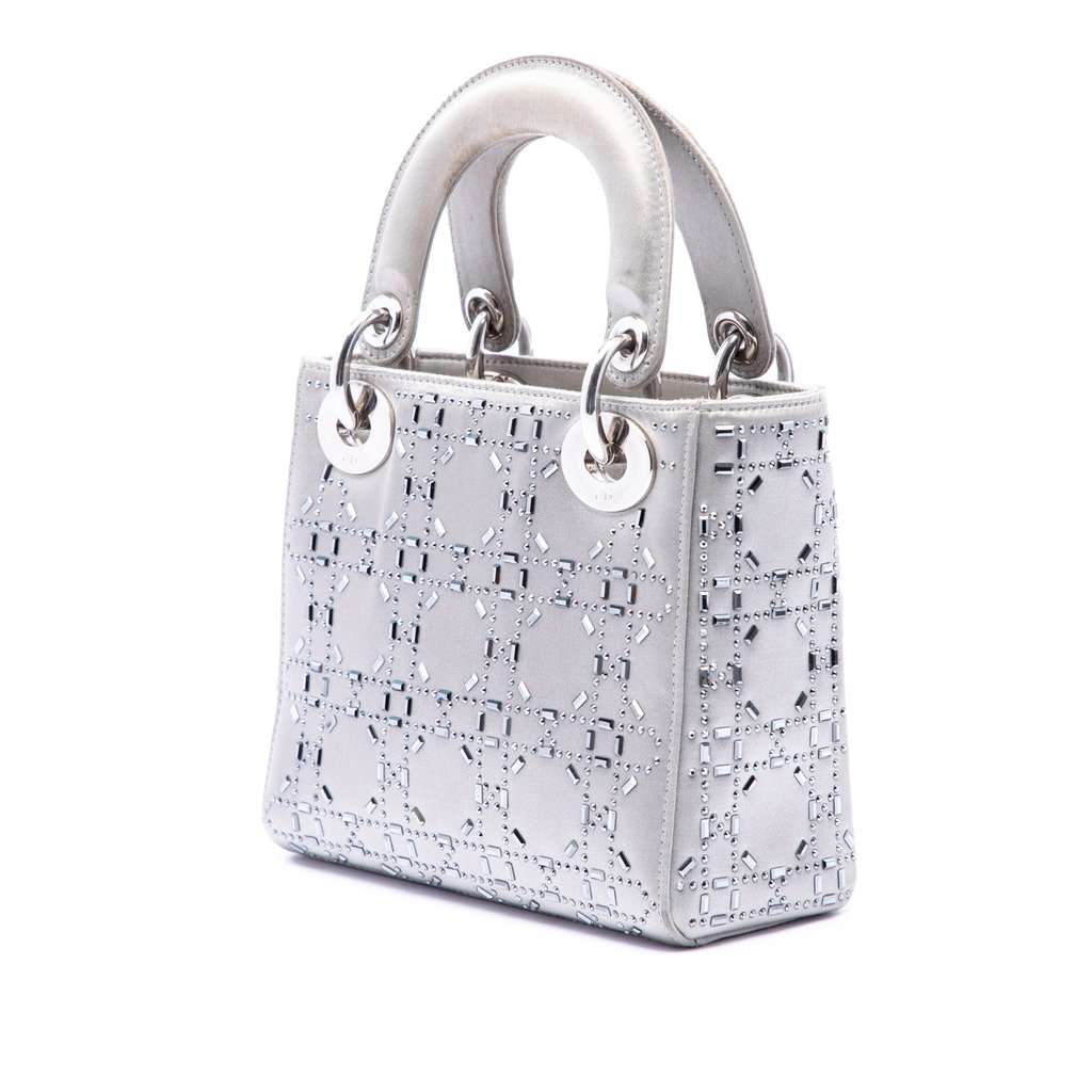 Dior Mini Satin Cannage Crystal Embellished Lady Dior MultiColor Very good condition - Back View