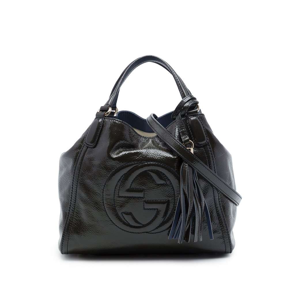 Gucci Small Patent Soho Satchel Blue Leather Very good - Front View