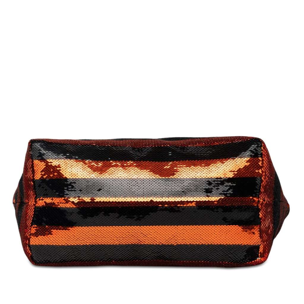 Prada Satin Sequin Stripes Tote Orange Very good - Inside View