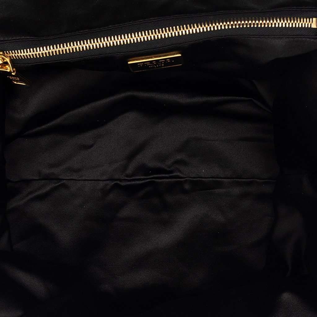 Prada Satin Sequin Stripes Tote Orange Very good - Model View