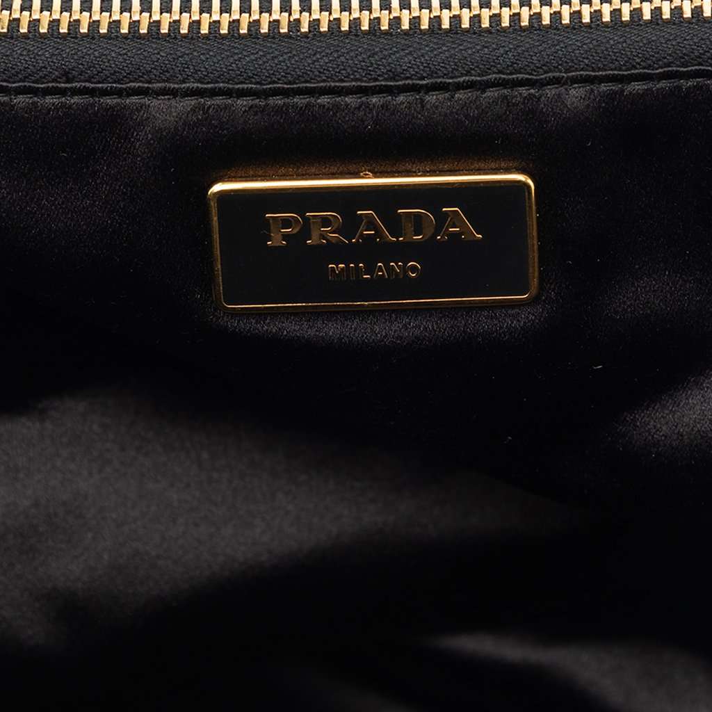 Prada Satin Sequin Stripes Tote Orange Very good - Box View