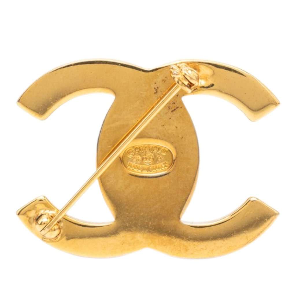 Chanel CC Gold Plated Turnlock Pin Brooch Gold Metal Very good - Back View