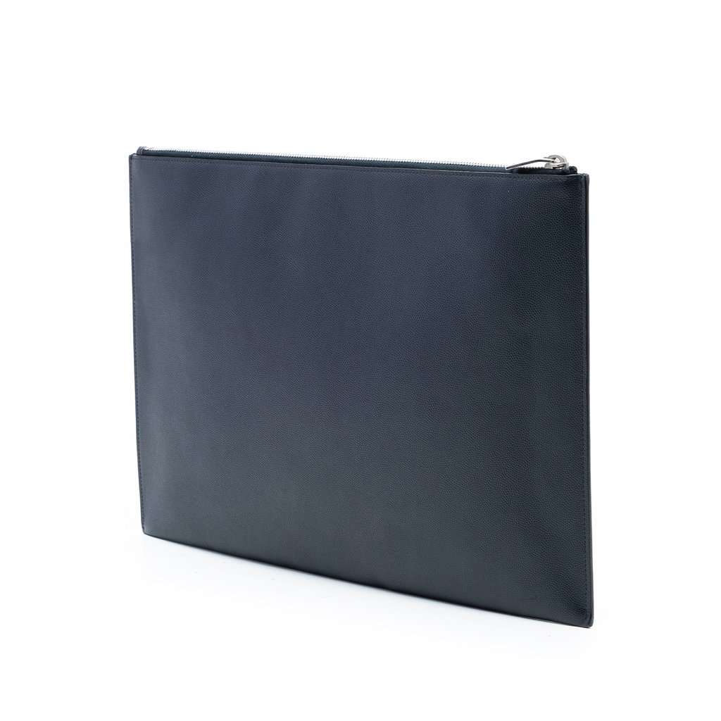 Saint Laurent Grain De Poudre Zip Document Holder Black Leather Very good - Back View