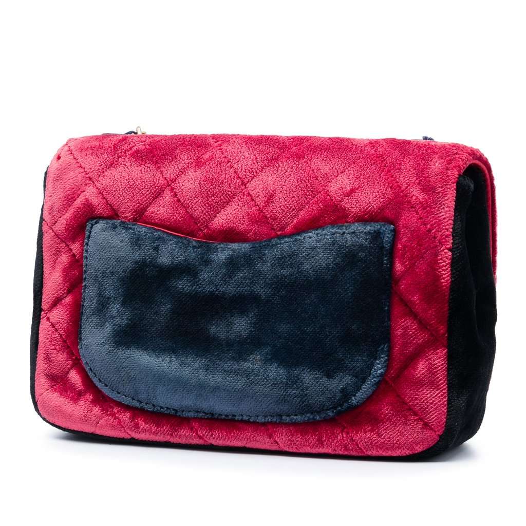 Chanel Paris Cosmopolite Small Tricolor Quilted Velvet Private Affair Camellia Flap Red Very good - Back View
