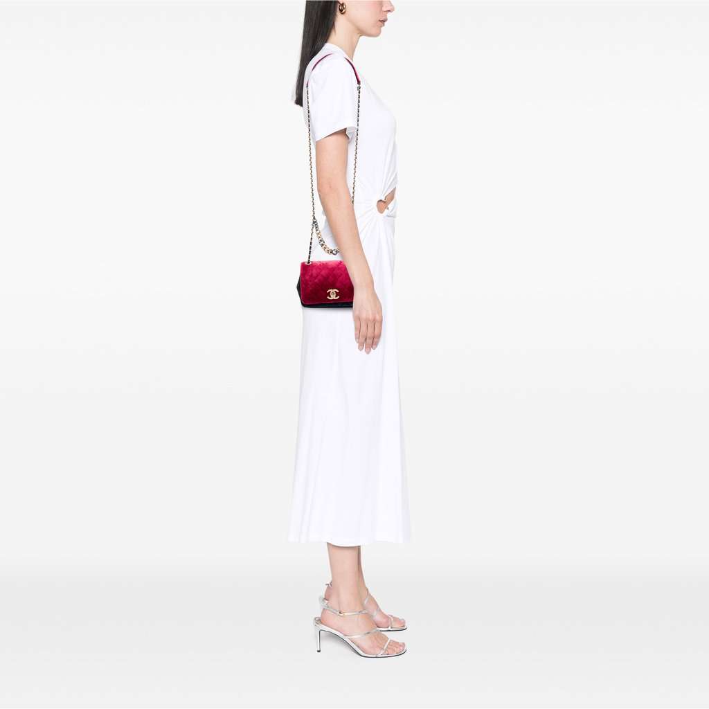 Chanel Paris Cosmopolite Small Tricolor Quilted Velvet Private Affair Camellia Flap Red Very good - Box View