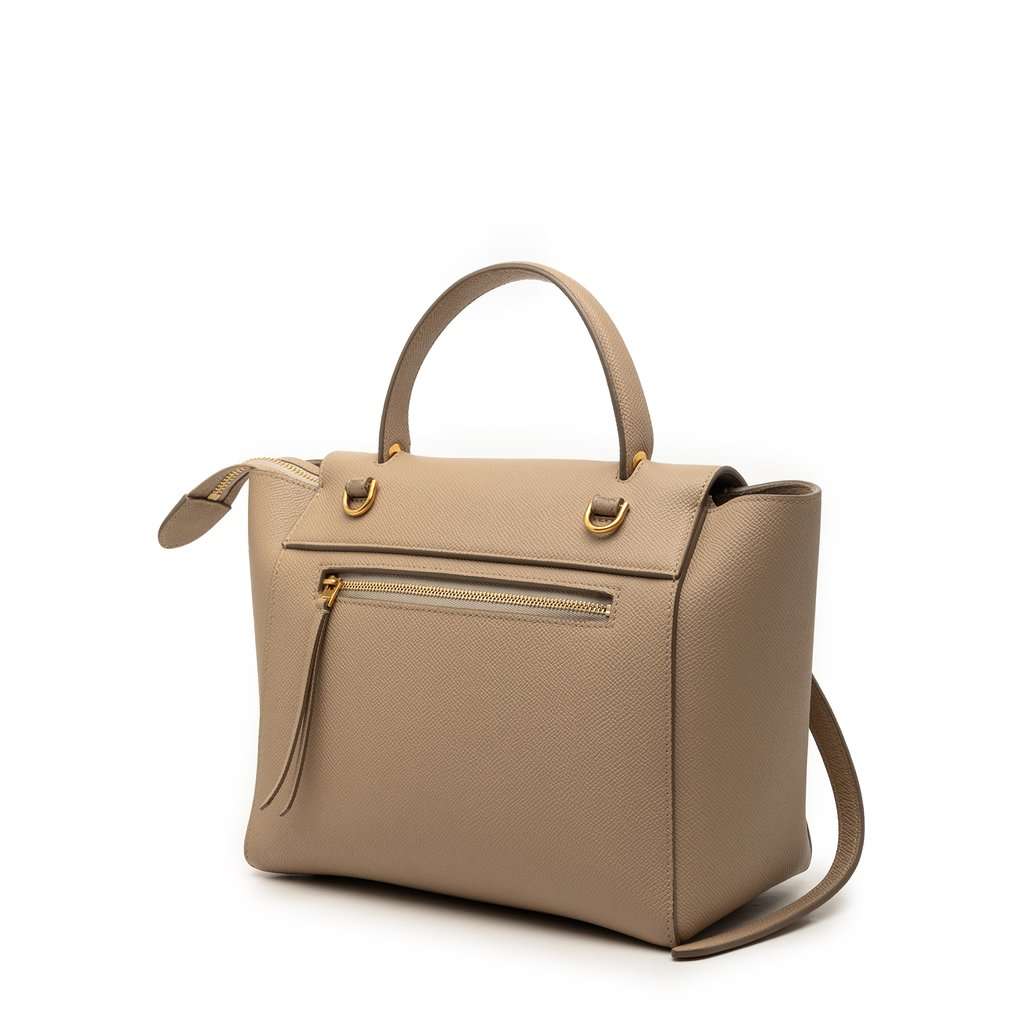 Celine Micro Grained Calfskin Belt Bag Beige Leather Very good condition - Back View
