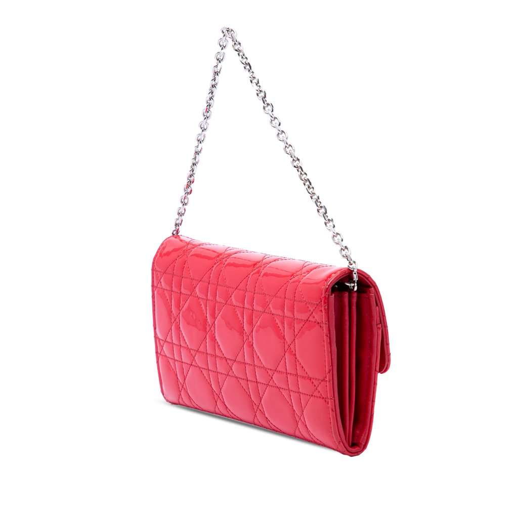 Dior Patent Cannage Miss Dior Wallet on Chain Red Leather Very good condition - Back View